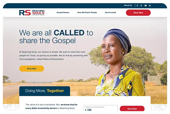 Reaching Souls Website Redesign Homepage 1x