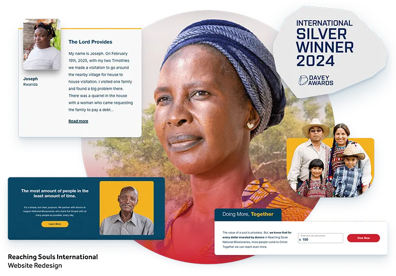 Banner Image Reaching Souls Website Redesign Davey Awards Silver Winner